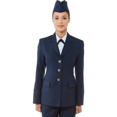 Female Women’s Air Force Usaf Cap Enlisted Blue Service Dress Coat Jacket  2-16 • $79.99