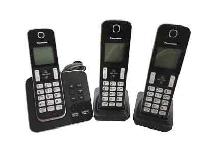 Panasonic KX-TGD320AL Trio Phone Set Answer Machine Cordless Handset Black • $51.99
