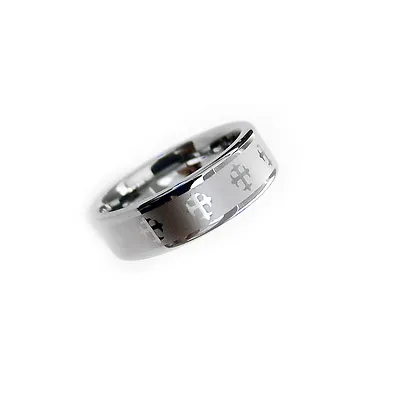 7mm Men's Tungsten Ring Wedding Band Cross Sign Platinum Color • $44.99