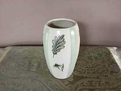 Royal Haeger 2003 Vase Leaf Pattern Green And Cream Made In USA  8.25  Tall • $10