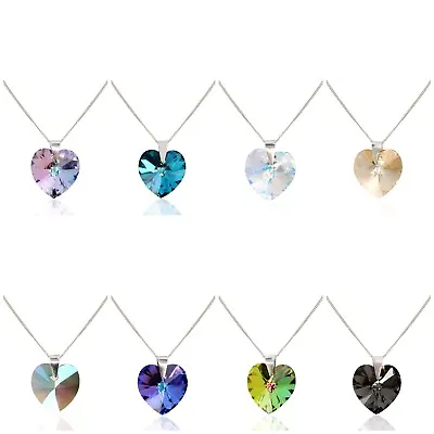  Sparkling Crystal Heart Pendant Made From Swarovski Crystal  With  Silver Chain • £7.99