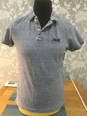£12.50 • Buy Superdry Men's Polo Shirt Grey / Blue Size Adult Medium  Slim Fit Pique (M17)