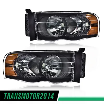 Black Housing Amber Corner Headlights Fit For 02-05 Dodge Ram 1500 2500 3500 • $59.89