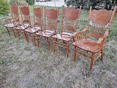 Pressback Oak Dining Chairs • $399.99