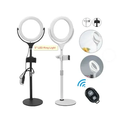 $15.95 • Buy 8'' LED Ring Light And Bracket Dimmable Photography Makeup Video Live Broadcast