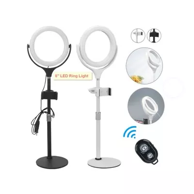 $15.95 • Buy 8'' LED Ring Light And Bracket Dimmable Photography Makeup Video Live Broadcast