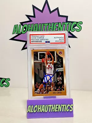 Vince Carter Signed 1998-99 Topps Rookie Card Psa Slabbed Raptors Rc #199 • $124.99