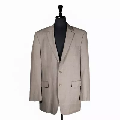 Ralph Lauren Mens Blazer Beige Plaid Wool 2 Button Lined Jacket Sport Coat 42L • $49.99