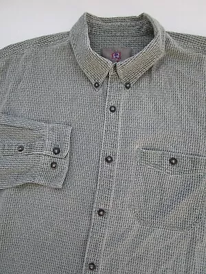 Mens XXL The Territory Ahead LS Silk Cotton Weave Green Button Shirt • $33