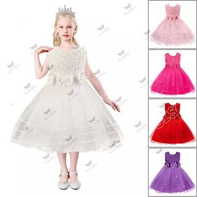 Girls Baby Kids Bridesmaid Party Dress Flower Bow Wedding Carnival Prom Costume • £9.39