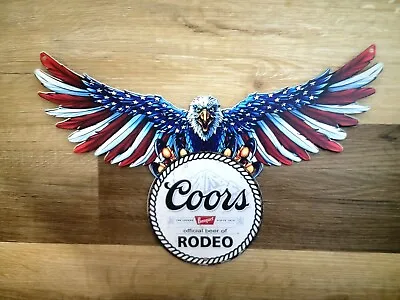 Coors Banquet American Eagle Metal Sign Man Cave Official Beer Of Rodeo 15.5x10 • $26.99