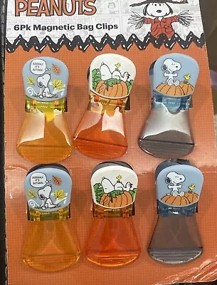 PEANUTS~Snoopy 6 Pack AUTUMN/FALL~Magnetic Bag Clips~NEW Damaged Packaging • $10.99