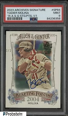 2023 Topps Archives 2015 Allen & Ginter Yadier Molina Signed AUTO 1/1 PSA 9 MINT • $122.50