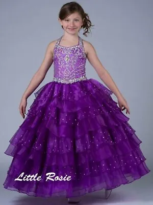 NEW* Little Rosie Girls Glitz Long Pageant Dress LR2034 Purple 12 $600   ***New • $337.50