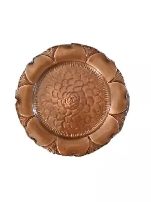 Vtg Gregorian Copper 15 1/2  Hammered Tray Rose & Petals • $30