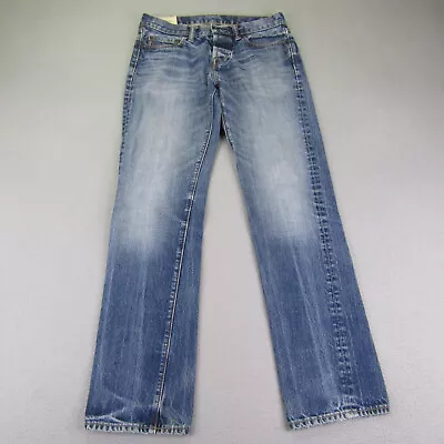 Abercrombie & Fitch Jeans Mens 30x32 Blue Denim Button Fly Slim Straight Whisker • $17.48