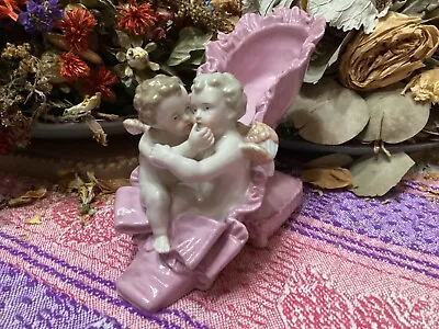 Antique German Meissen Porcelain Shoes With Cherubs 5.25” H • $100