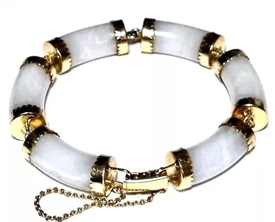 Vintage 14K Gold Jade Segment Linked Bracelet Ming's Classic • $1299