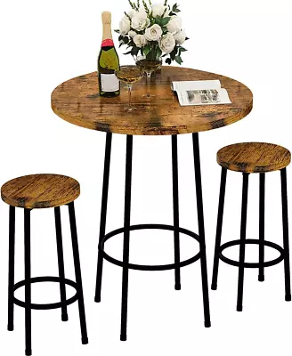 Recaceik 3 Piece Pub Dining Set Modern Round Bar Table And Stools For 2 Kitchen • $120.79