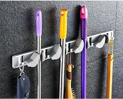 Wall Mount Mop Holder Hanger Hooks Kitchen Brush Broom Storage Rack Organizer • $8.05