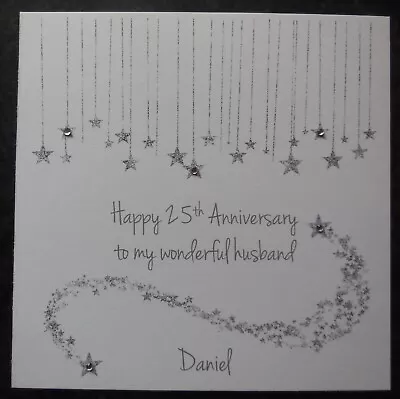 Personalised 25th Silver Wedding Anniversary Card - Husband Wife Couple-Gemstone • £2.95