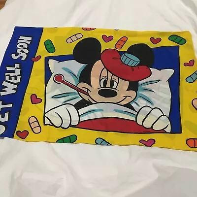 Vintage Mickey Mouse Get Well Soon Pillowcase Donald Duck Double Sided Disney • $19.80