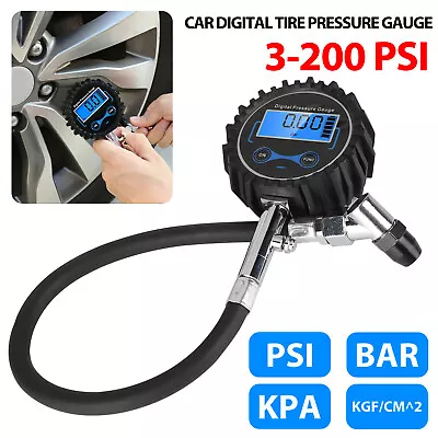 200 PSI Digital Air Tire Pressure Gauge Meter Tester Chuck For Truck/Car/Bike US • $14.98