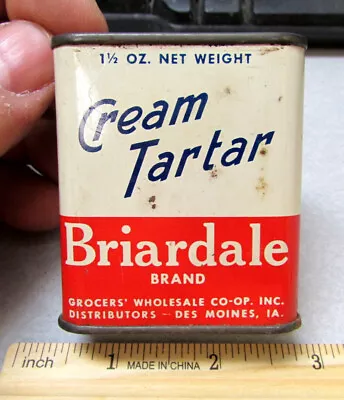 Vintage Briardale Cream Tartar 1.5  Oz Spice Tin Some Still Left Des Moines IA • $19.99