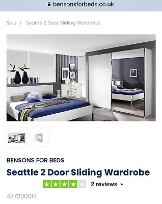 £199 • Buy Bensons For Beds Seattle Alpine White 2 Door Sliding Wardrobe 