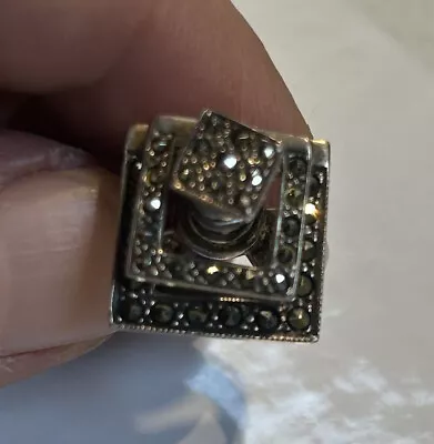 Sterling Silver & 925 Marcasite Spinner Triple Stack Ring Size 4.5. • $45