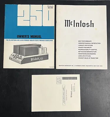Vintage Original McIntosh Amplifier MC250 Manual BrochureNEW • $50