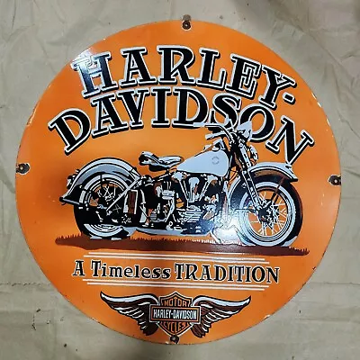 Harley Timeless Porcelain Enamel Sign 30 Inches Round • $100