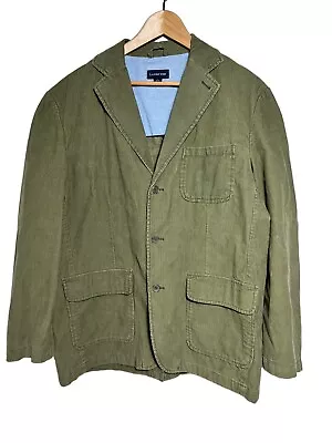 Vintage Lands End 2 Button Corduroy Sport Coat Jacket Blazer Olive Green 48R • $34.99