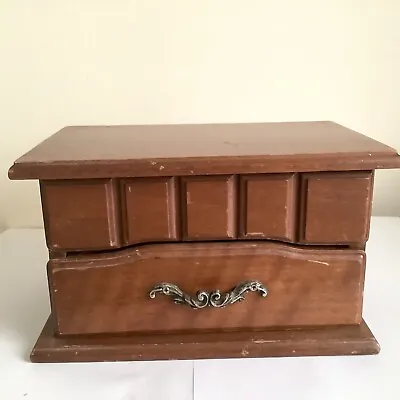 £6.50 • Buy Vintage Mele Wooden Musical Jewellery Box 8x5x4.5ins Craft Upcycling