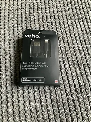 Veho 1m USB Charging Cable With Lightning Connector MFi-Certified Brand New • £5.99