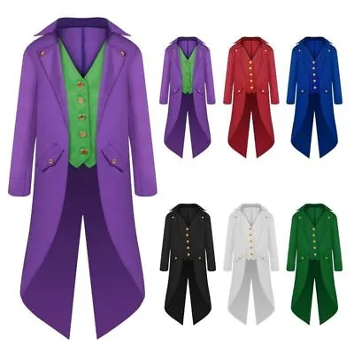 New Hot Vintage Men's Tailcoat Jacket Gothic Victorian Long Coat Halloween Coat • $38.35