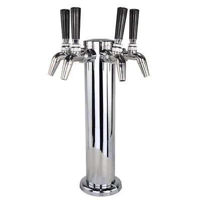 3  Stainless Steel Four Quadruple Tap Draft Beer Font Tower Kegerator Home Brew • $199.99