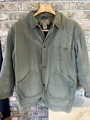 VTG LL BEAN Distressed Mens PRIMALOFT Flannel Lined Field Chore Jacket XL 0JX74 • $49.99