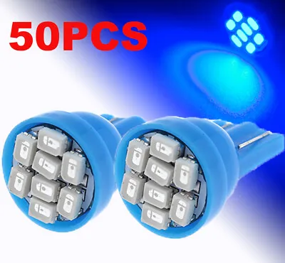 50X T10 8-SMD LED 161 Blue Instrument Speedometer Dashboard Lamp Light Bulbs • $15.27