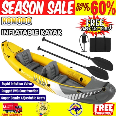 $132.66 • Buy Inflatable Boat Kayak Fishing Canoe 2-Person Raft Water Challenger Paddle Pump