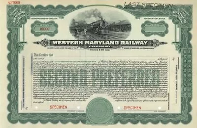 Western Maryland Railway Co. - Specimen Stock Certificate - Specimen Stocks & Bo • $100