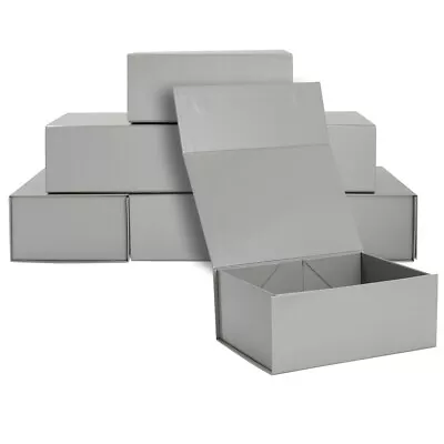 6 Pack Magnetic Gift Boxes With Lids 9.5x7x4  For Bridesmaid Proposal Box Gray • $28.49