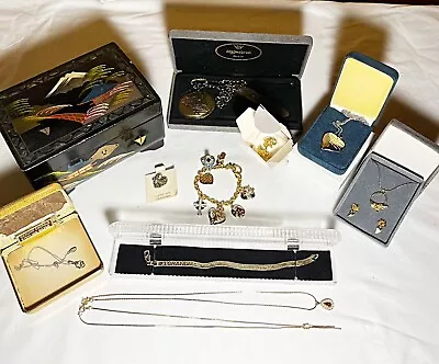 Vintage Jewelry Box And Vintage Fashion Costume Jewelry Lot • $6.50