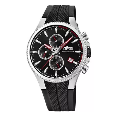 Lotus Watch Chronograph Man 18621/2 Black Dial Black Rubber Strap • £77.76