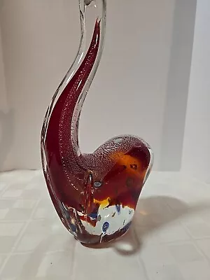 Vintage Hand Blown Art Glass  Elephant Figurine Orange/clear Murano Style  • $21.80