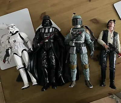 Star Wars Darth Vader Boba Fett Hans Solo And Storm Trooper Talking Figures • £40