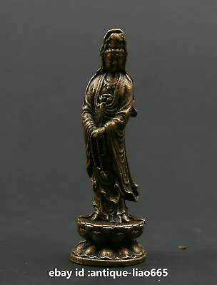 50MM Chinese Bronze Avalokitesvara Buddhism Kwan-yin Guanyin Quanyin Statue 观音 • $5.95