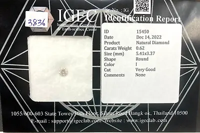 0.62Ct Certified Eye-Clean Sparkling (I) White Natural Diamond Ba3836 • $309.99