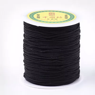 1-3-5-10 Meter BLACK Nylon Beading Cord Thread Braided Macrame Jewellery Craft • $7