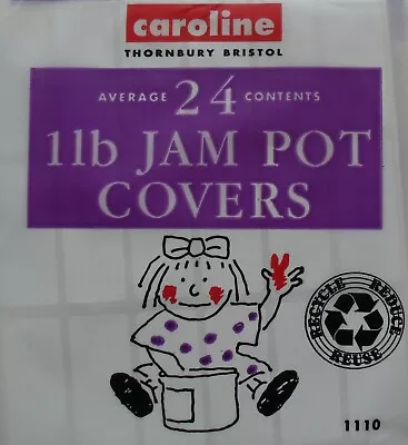 Jam Pot Covers Labels & Wax Circles 1lb 1 Lb Jar Pack Of 24 By Caroline • £3.99